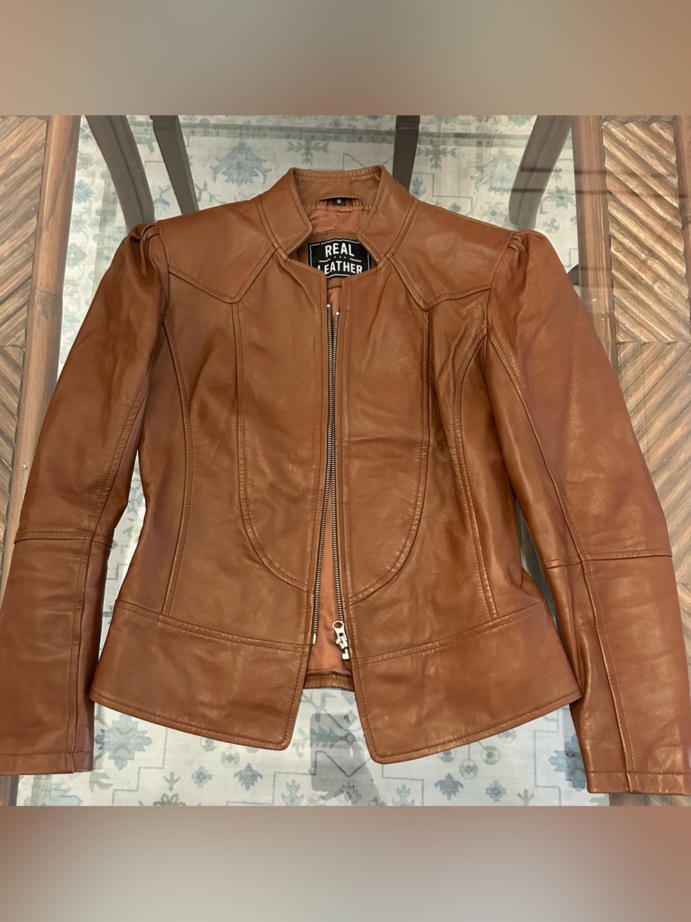 Leather motorcycle jacket size S